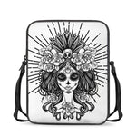 Black And White Calavera Girl Print Rectangular Crossbody Bag