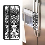 Black And White Calavera Girl Print Refrigerator Handle Covers