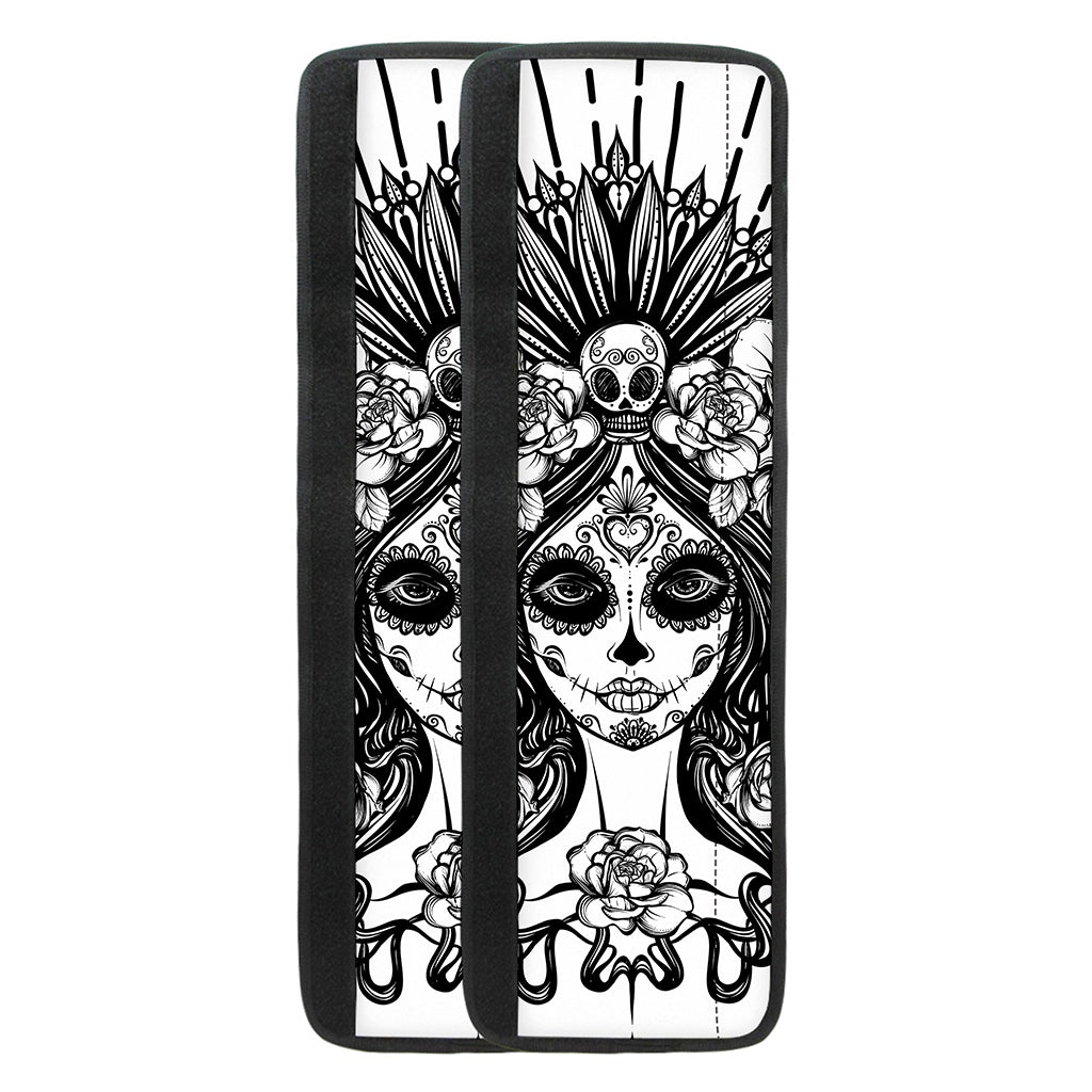 Black And White Calavera Girl Print Refrigerator Handle Covers