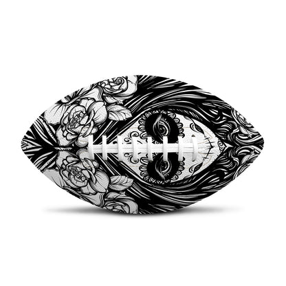 Black And White Calavera Girl Print Rugby Ball
