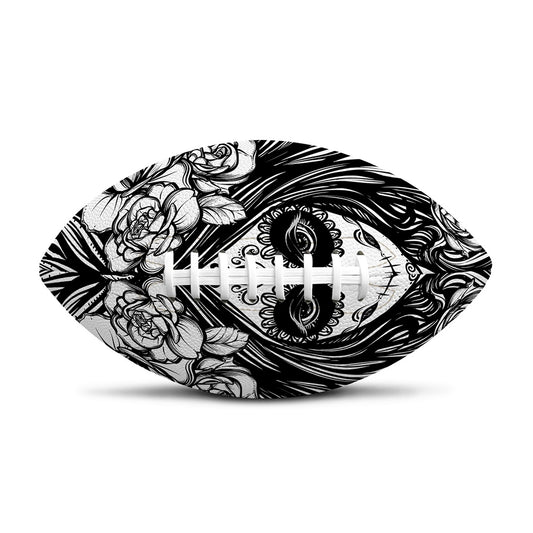 Black And White Calavera Girl Print Rugby Ball