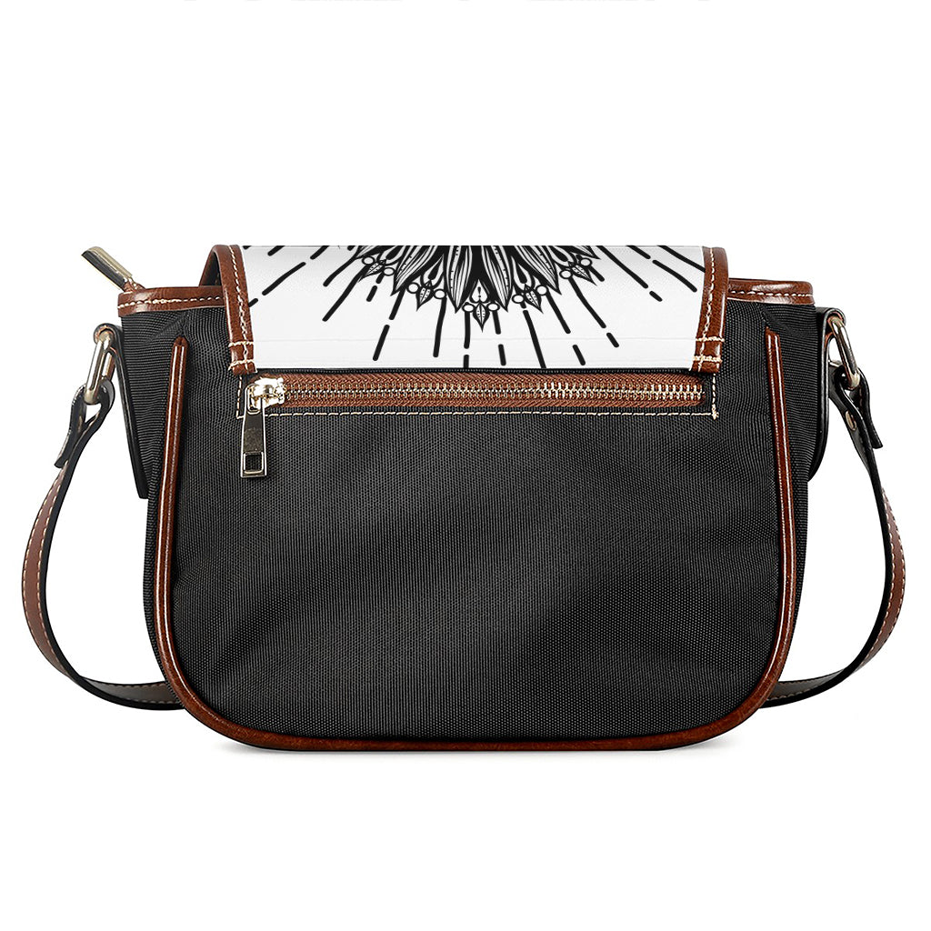 Black And White Calavera Girl Print Saddle Bag