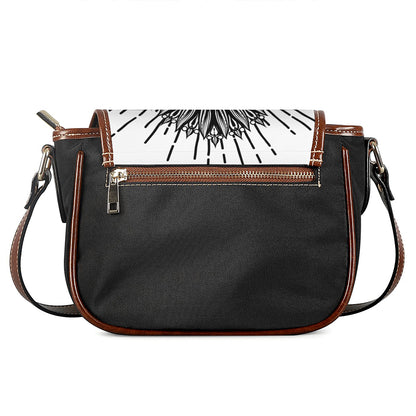 Black And White Calavera Girl Print Saddle Bag