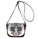 Black And White Calavera Girl Print Saddle Bag