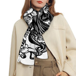 Black And White Calavera Girl Print Scarf