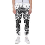 Black And White Calavera Girl Print Scuba Joggers