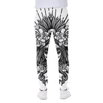 Black And White Calavera Girl Print Scuba Joggers