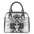 Black And White Calavera Girl Print Shoulder Handbag