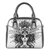 Black And White Calavera Girl Print Shoulder Handbag