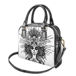 Black And White Calavera Girl Print Shoulder Handbag