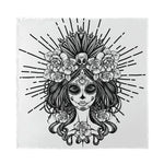 Black And White Calavera Girl Print Silk Bandana