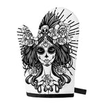 Black And White Calavera Girl Print Single Oven Mitt