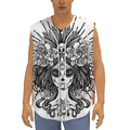 Black And White Calavera Girl Print Sleeveless Baseball Jersey
