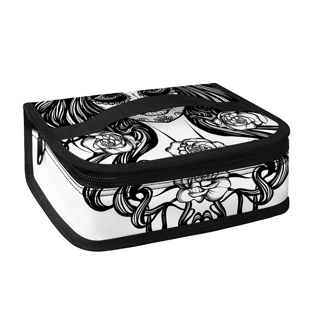 Black And White Calavera Girl Print Small Lunch Bag