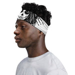 Black And White Calavera Girl Print Sports Headband