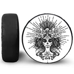Black And White Calavera Girl Print Tire Cover