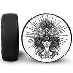 Black And White Calavera Girl Print Tire Cover With Camera Hole