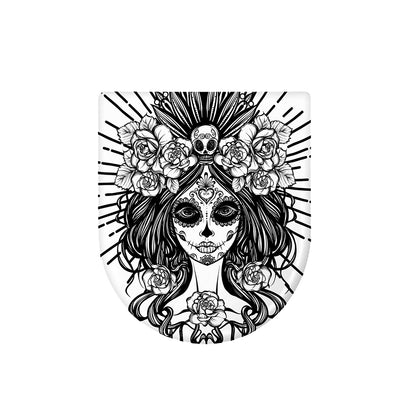 Black And White Calavera Girl Print Toilet Lid Cover