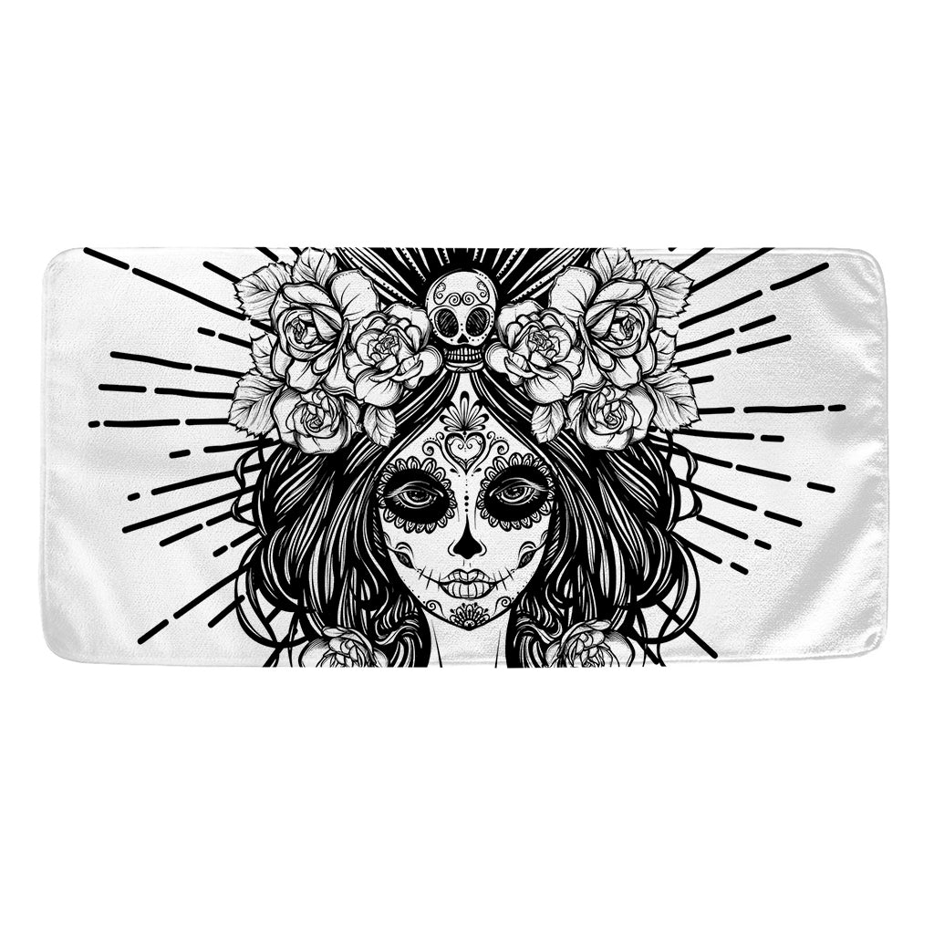 Black And White Calavera Girl Print Towel