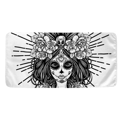 Black And White Calavera Girl Print Towel