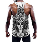 Black And White Calavera Girl Print Training Tank Top