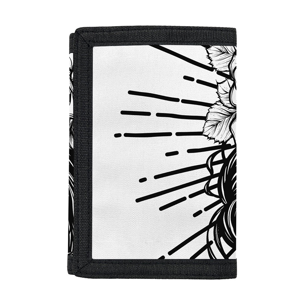 Black And White Calavera Girl Print Trifold Wallet