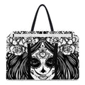 Black And White Calavera Girl Print Utility Tote Bag