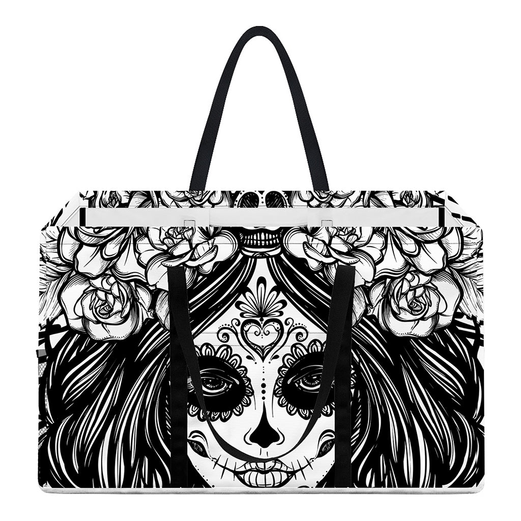 Black And White Calavera Girl Print Utility Tote Bag