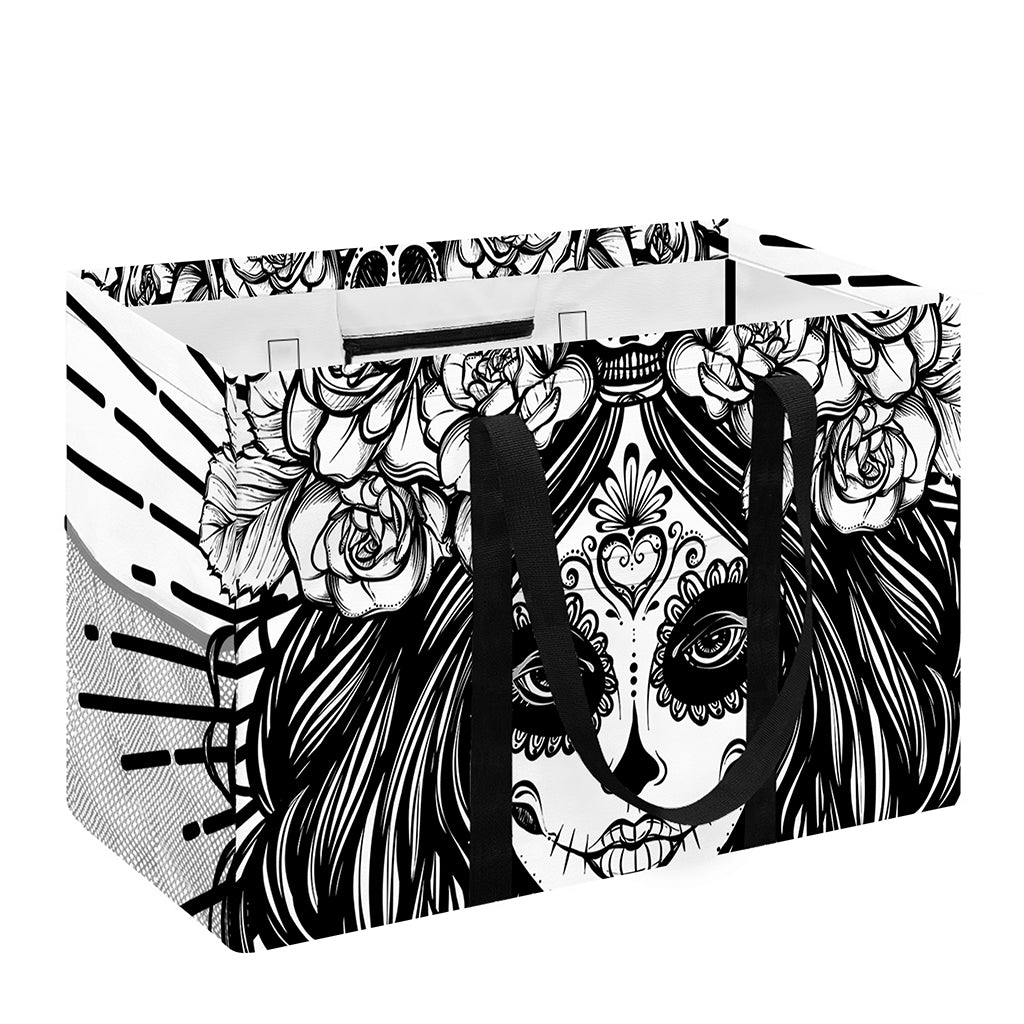 Black And White Calavera Girl Print Utility Tote Bag