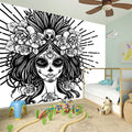 Black And White Calavera Girl Print Wall Sticker