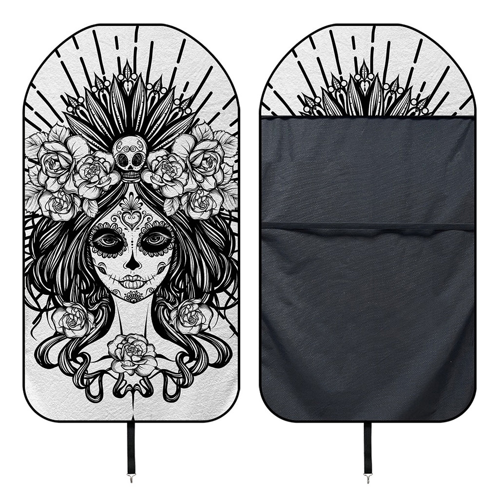 Black And White Calavera Girl Print Waterproof Car Seat Cover