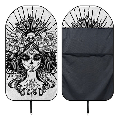 Black And White Calavera Girl Print Waterproof Car Seat Cover