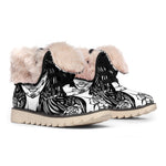 Black And White Calavera Girl Print Winter Boots