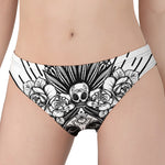 Black And White Calavera Girl Print Women's Panties