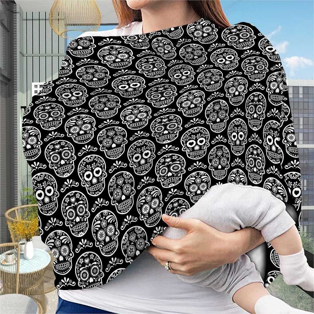Black And White Calavera Skull Print Baby Seat Cover