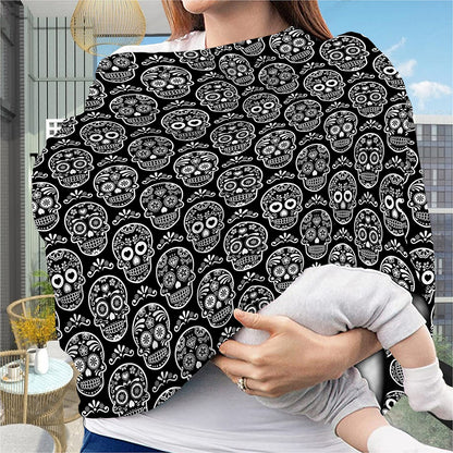Black And White Calavera Skull Print Baby Seat Cover