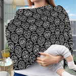 Black And White Calavera Skull Print Baby Seat Cover