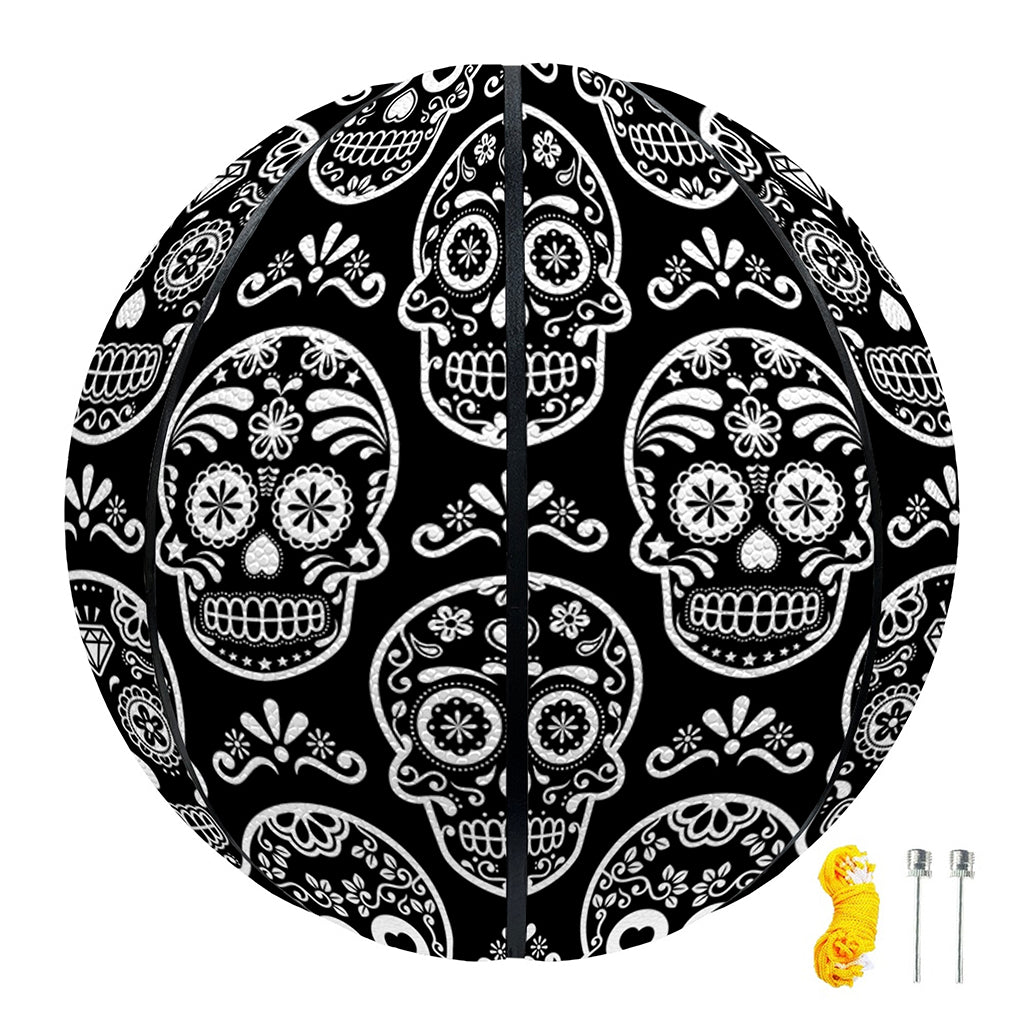 Black And White Calavera Skull Print Basketball