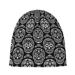 Black And White Calavera Skull Print Beanie