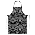 Black And White Calavera Skull Print Bib Apron With Pocket