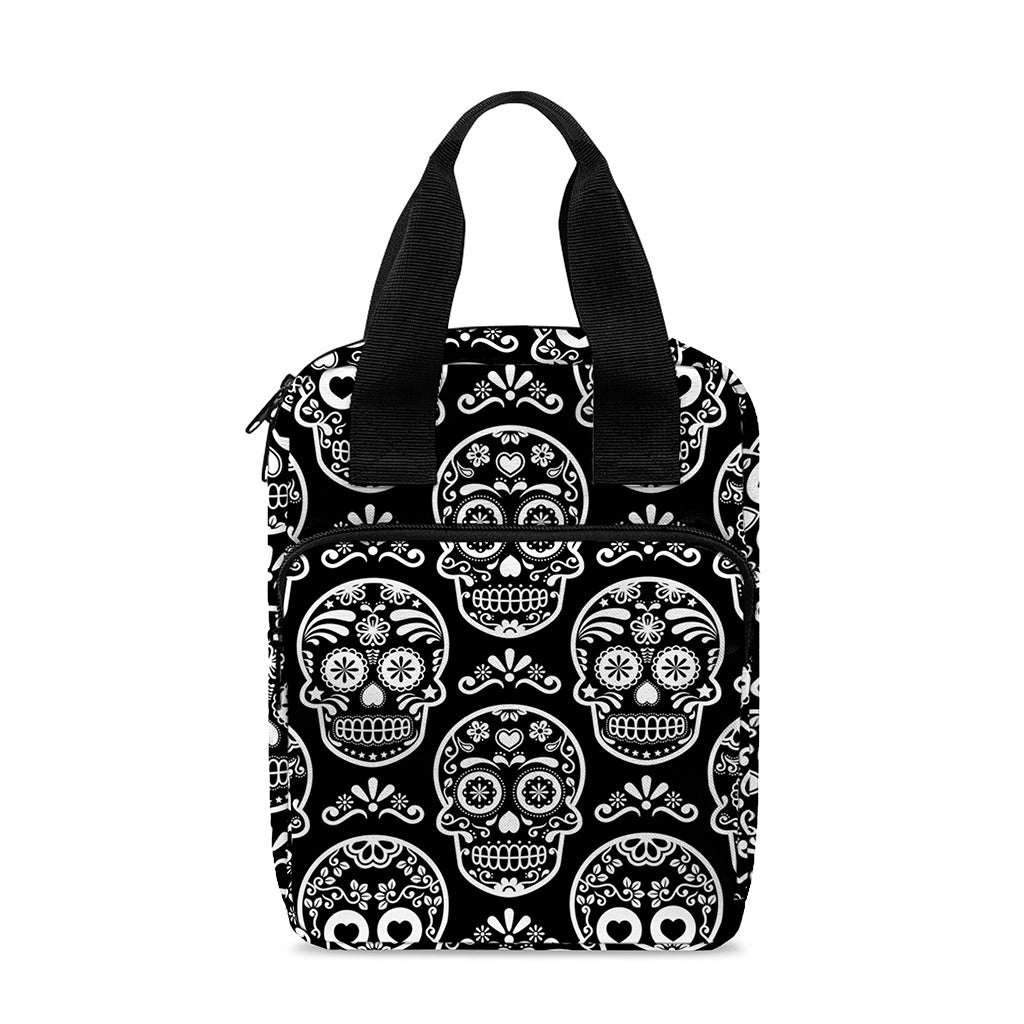 Black And White Calavera Skull Print Bible Tote Bag