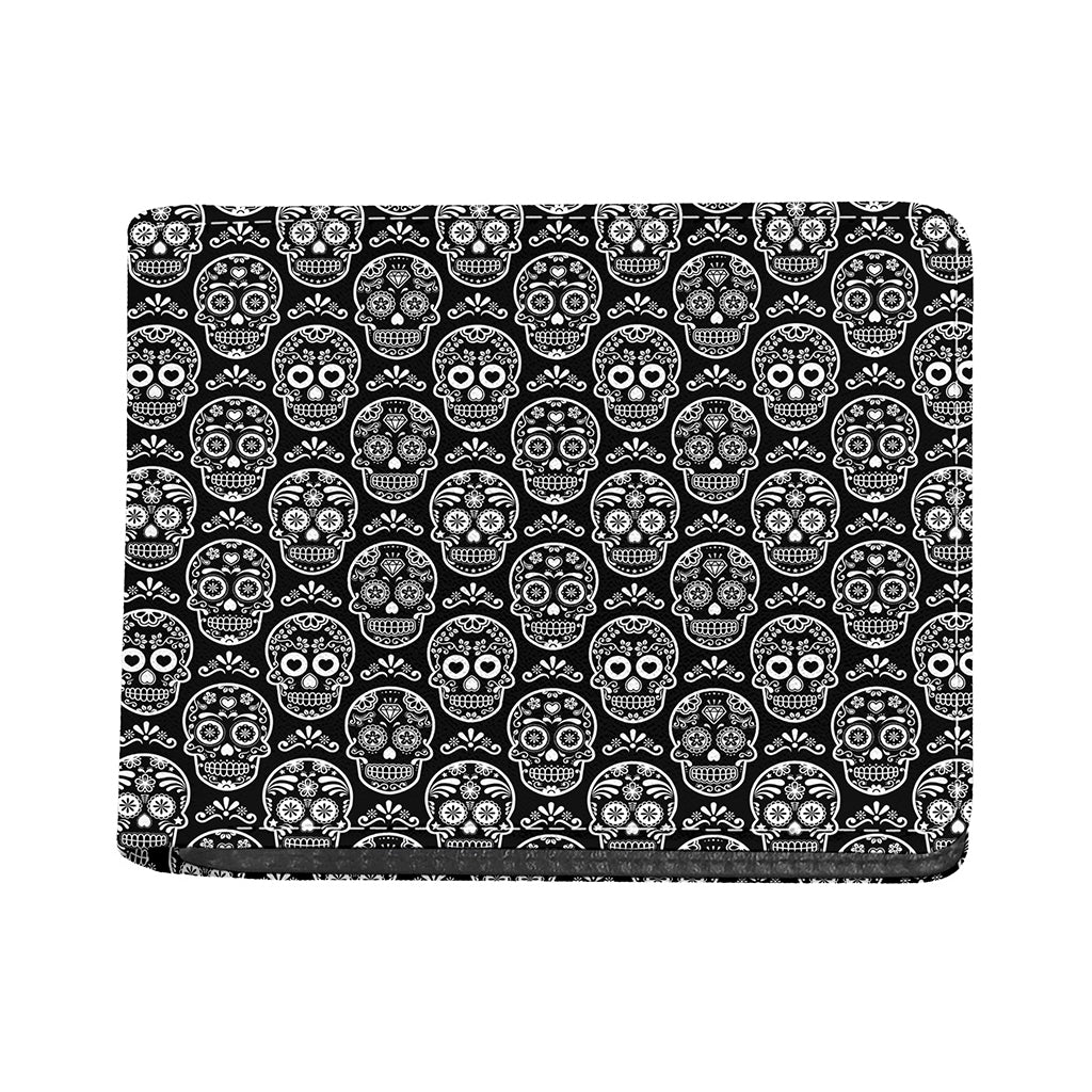 Black And White Calavera Skull Print Bifold Wallet