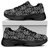 Black And White Calavera Skull Print Black Chunky Shoes