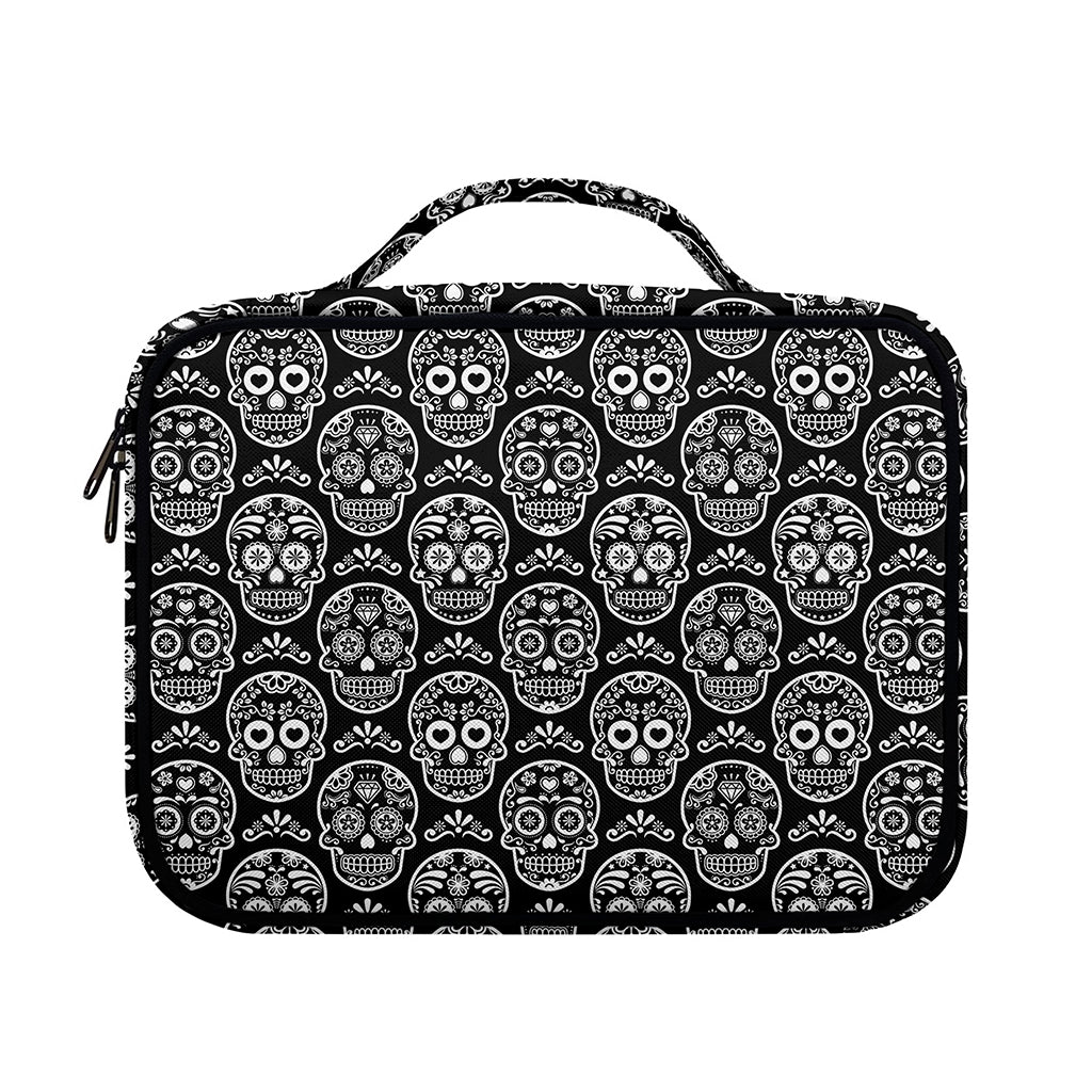 Black And White Calavera Skull Print Briefcase Bible Bag
