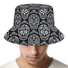 Black And White Calavera Skull Print Bucket Hat