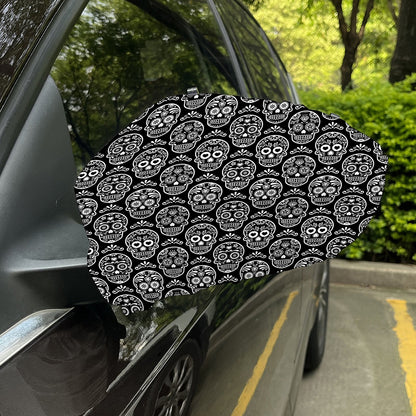 Black And White Calavera Skull Print Car Side Mirror Covers