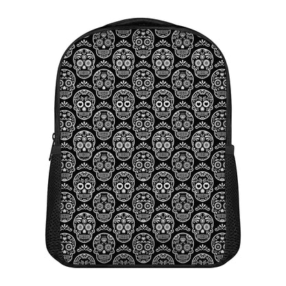 Black And White Calavera Skull Print Casual Backpack