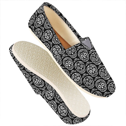Black And White Calavera Skull Print Casual Shoes