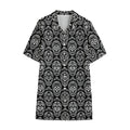 Black And White Calavera Skull Print Cotton Hawaiian Shirt