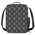 Black And White Calavera Skull Print Crossbody Lunch Bag